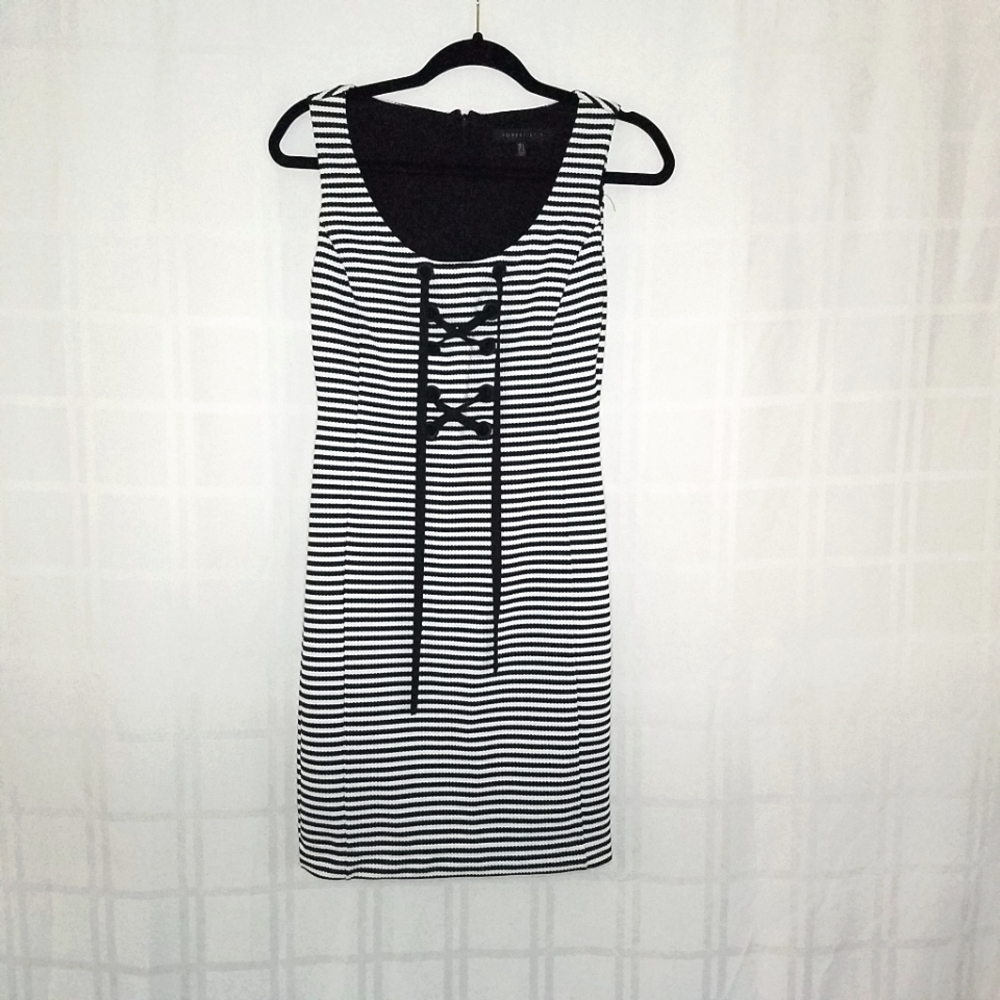 Forest Lily Black and White Striped Dress